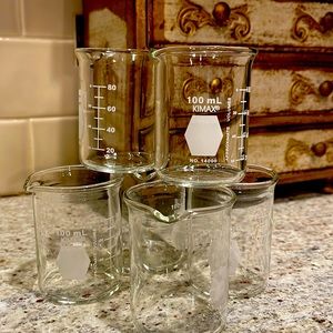 Small beaker glasses can be used as shot glasses or even bud vases